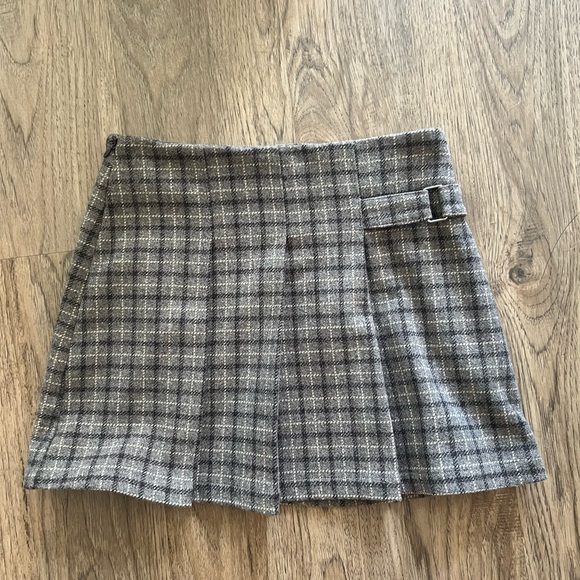 Emory Park Plaid Pleated Mini Skirt Gray Check Size Small - Picture 1 of 4